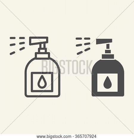 Household Chemicals Line And Solid Icon. Spray Bottle Symbol, Outline Style Pictogram On Beige Backg