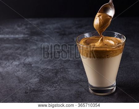 Dalgon Coffee - A Drink Based On Milk And Whipped In Lush Foam Coffee With Sugar And Hot Water.