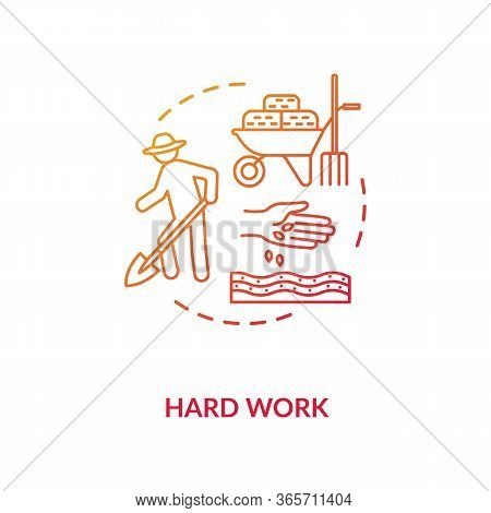Hard Work Red Concept Icon. Farmer Seedling. Plant Cultivation For Agribusiness. Harvest And Crop. L