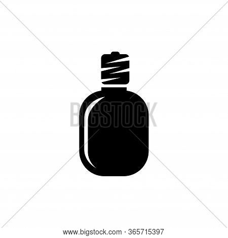 Hunter Water Bottle, Army Drinking Flask. Flat Vector Icon Illustration. Simple Black Symbol On Whit