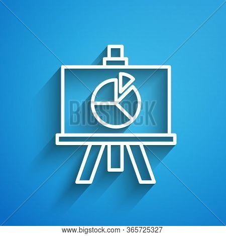 White Line Xyz Coordinate System Icon Isolated On Blue Background. Xyz Axis For Graph Statistics Dis