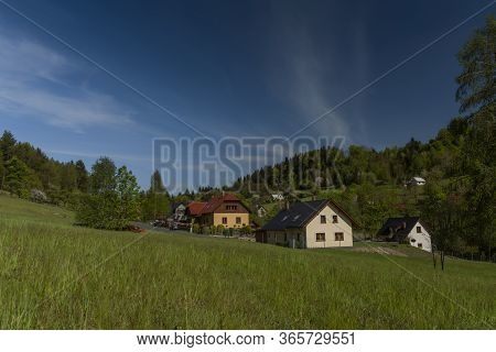 Zary Valley In Spring Color Fresh Sunny Day With Green Meadow