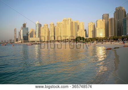Dubai / Uae - October 17, 2019: Jbr. Panoramic View Of Jumeirah Beach Residence Skyscrapers During S