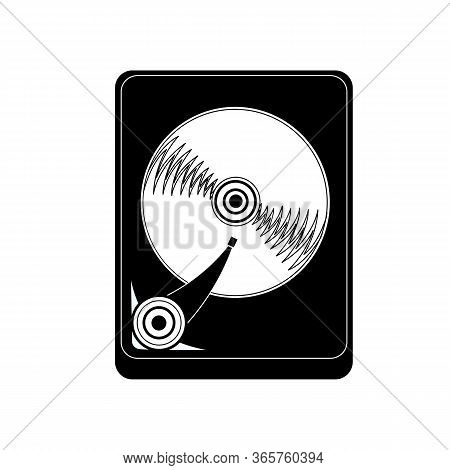 The Hard Disk Of The Computer Is Black And White. Vector