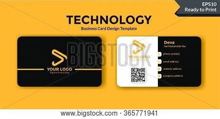 Black Technology Business Card Design Template Vector