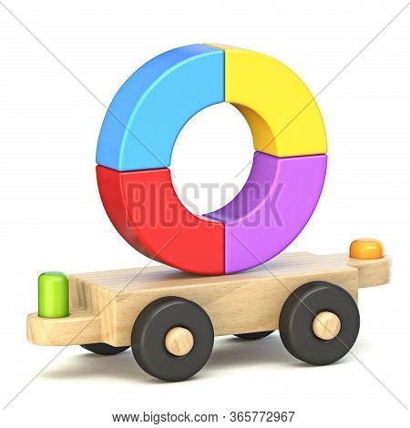 Wooden Train Font Letter O 3d Render Illustration Isolated On White Background