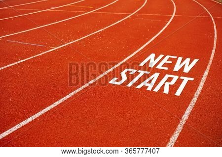 Start Line On Running Court Represents The Beginning Of A Journey To The Destination In Business Pla
