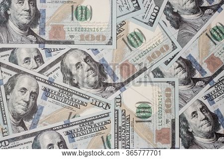 100 American Dollar Banknote Background. Business, Investment, Crisis, Retirement Planning, Finance 
