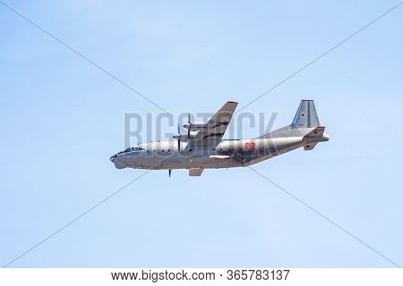 Russia, Khabarovsk - May 9, 2020: An-12d Military Transport Aircraft . Parade In Honor Of Victory. M
