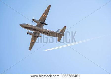 Russia, Khabarovsk - May 9, 2020: An-26m Military Transport Medical Aircraft . Parade In Honor Of Vi