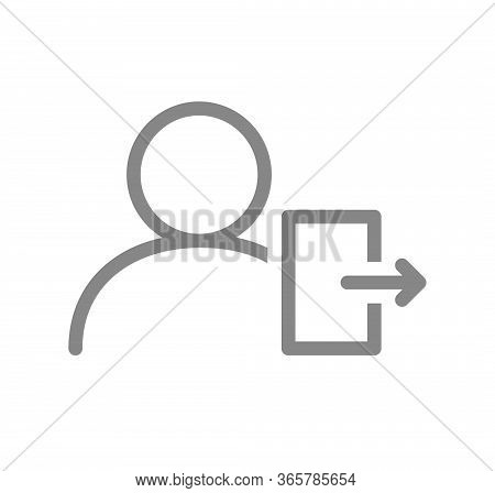 User Profile With Exit Sign Line Icon. Account Logout Symbol