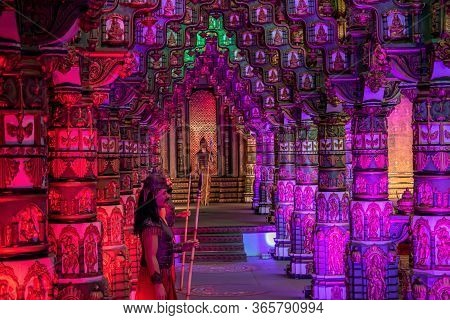 Hyderabad, India - February 15, 2020: Epic Mahabharata Film Set Inside Ramoji Film City
