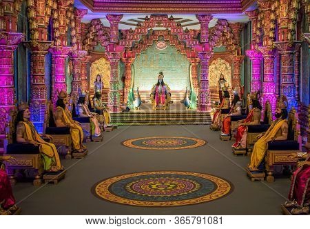 Hyderabad, India - February 15, 2020: Epic Mahabharata Film Set Inside Ramoji Film City