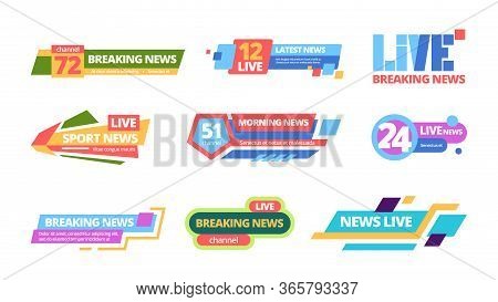 News Title Set. Web Headline Television Online Media Information Color Bar, Daily Broadcast Of News 