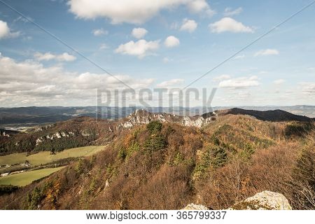 View From Kecka Hill Above Sulov-hradna Village In Sulovske Skaly Mountains In Slovakia During Beaut