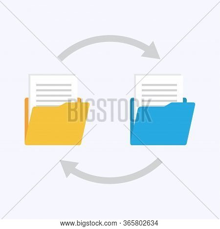 Folders With Paper Files. Files Transfer. Documents Management. Copy Files, Data Exchange, Backup Ve