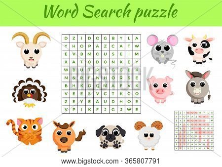 Clip Cards Game Template Word Search Puzzle. Kids Activity Worksheet Colorful Printable Version. Edu