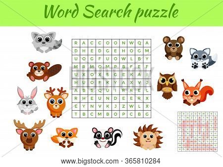 Clip Cards Game Template Word Search Puzzle. Kids Activity Worksheet Colorful Printable Version. Edu
