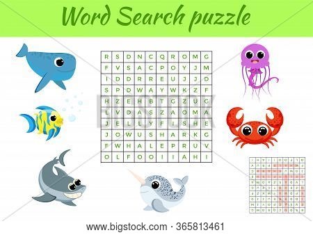Clip Cards Game Template Word Search Puzzle. Kids Activity Worksheet Colorful Printable Version. Edu