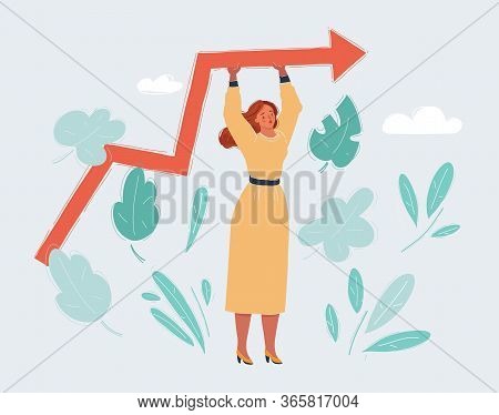 Illustration Of Woman Standin With Growing Chart