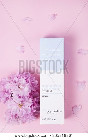 May 2 - 2020 - Kyiv, Ukraine. Cosmedica Skincare. Microneedling Derma Roller. Dermaroller For Medica