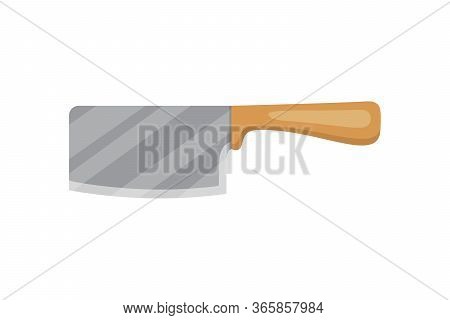Vector Knive For Butcher Shop. Kitchen Knive Utensil For Cooking.