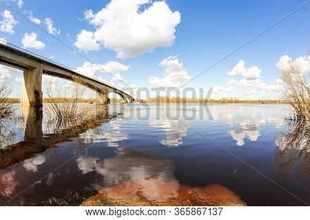 Road Bridge Across The Volkhov River.
Spring View Of The Province On A Sunny Day.