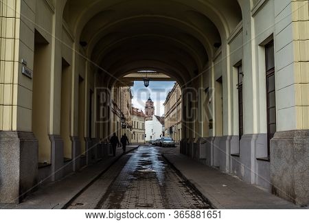 April 26, 2018 Vilnius, Lithuania. Passers-by On One Of The Streets In The Center Of Vilnius.