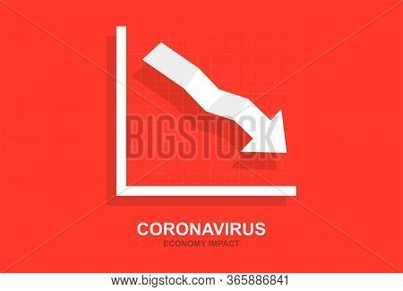 Covid 19, Coronavirus Economy ımpact. Down Arrow Pointing Downwards Showing Crisis. Vector Illustrat