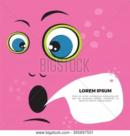 Funny Emoji Face With Ductile Facial Expressions. With Place For Text In A Bubble. Funny Doodle. Vec
