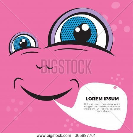 Funny Emoji Face With Ductile Facial Expressions. With Place For Text In A Bubble. Funny Doodle. Vec