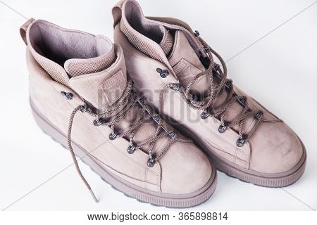 Kyiv, Ukraine - January 03, 2020 Puma Ren Boot Nbk Sport Shoe. Puma Is A German Company. Puma Is The
