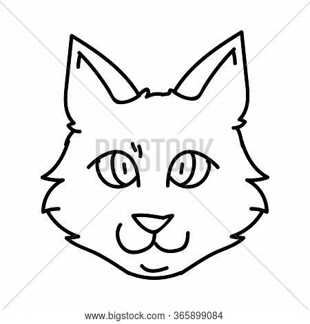 Cute Cartoon Munchkin Kitten Face Lineart Vector Clipart. Pedigree Kitty Breed For Cat Lovers. Pureb