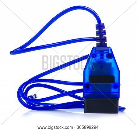 Obd2 Cable Diagnostic On A White Background Isolation