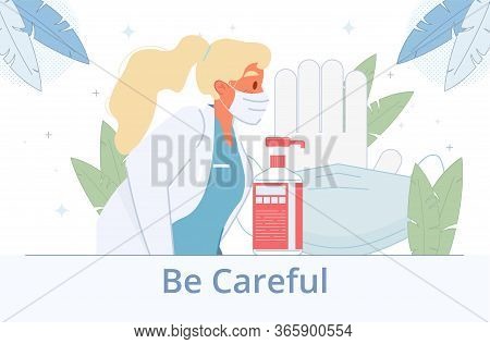 Health Protection. Disinfection From Virus Disease. Healthy Doctor In Protective Face Mask Promote M