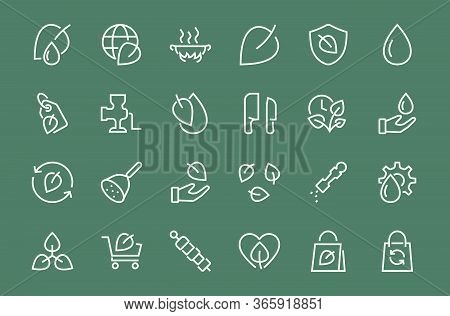 Ecology Icon Set, Vector Lines, Contains Icons Such As Photosynthesis, Enviroment Protection, Eco-fr