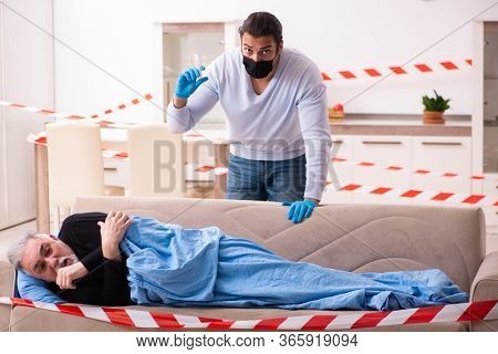 Father and son in coronavirus disease concept at home