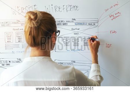 Ui Ux Designer Drawing New Website Wireframe