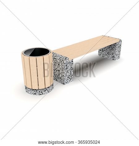 3d Image Complect Of Euro1 Bench And Rund Urn