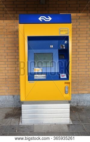 Eindhoven, Netherlands - November 19, 2016: Ticket Machine At Railway Station In Eindhoven, Netherla