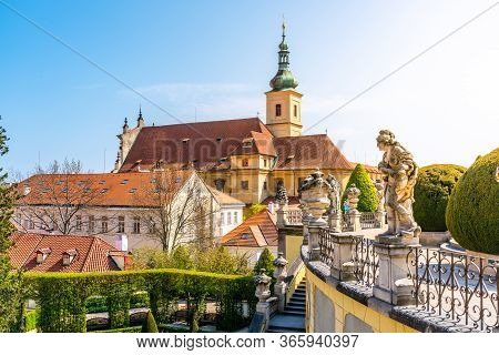 Church Of The Virgin Mary Victorious. View From Vrtbovska Baroque Garden, Prague, Czech Republic