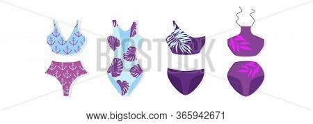 A Close Up Of Graphics. Swimsuit Cartoon Set Icon. Stock Vector Illustration Isolated On White Backg