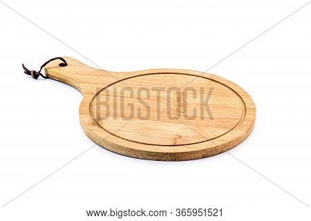 Chopping Board Made Of Wood On Isolated, Rustic White Background. Made In Brazil, Decorative Product