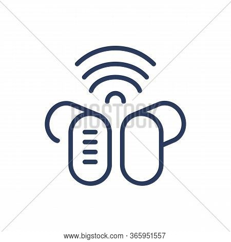 Wireless Earphones Thin Line Icon. Cordless Audio Accessory Isolated Outline Sign. Digital Devices A