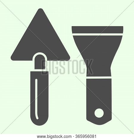 Building Spatula Solid Icon. Trowel And Putty Knife Or Scraper Glyph Style Pictogram On White Backgr