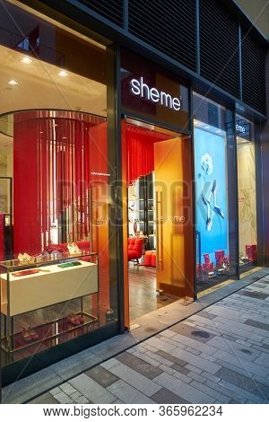 SHENZHEN, CHINA - CIRCA APRIL, 2019: entrance to Sheme store in UpperHills in Shenzhen.