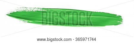 Green chroma brush stroke paiting over isolated background, canvas watercolor texture 