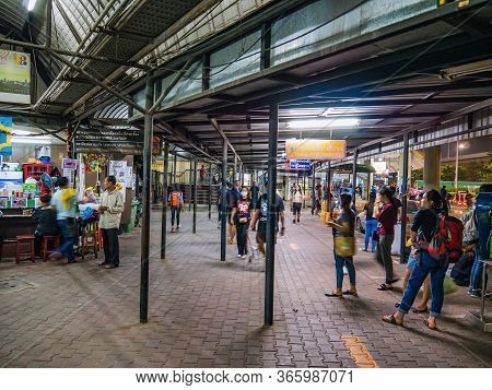 Bangkok/thailand- 08 Dec 2017:unacquainted People Walking In Mochit Bus Station In Bangkok Thailand.