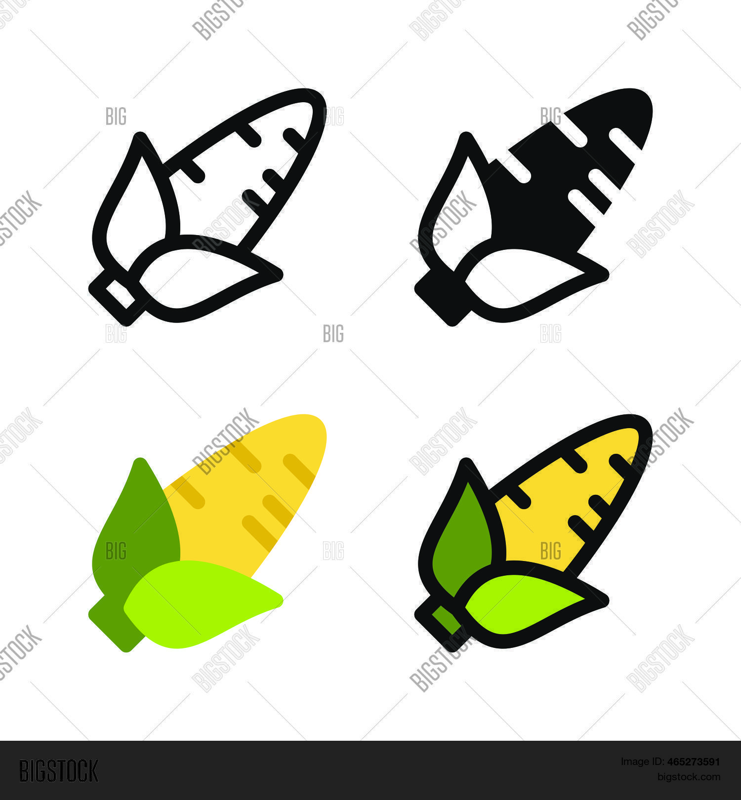 Cook Corn Icon Corn Food Icon Set. Vector & Photo (Free Trial) | Bigstock