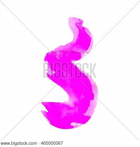 Pink Watercolor Brush Stroke. S-shape. Element For The Design Of Wedding Invitations And Cards. Vale